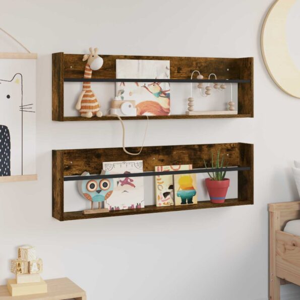 vidaXL Regál na časopisy s poličkou 2 pcs Dymová dub 100 x 12 x 30 cm – Obrázok 4