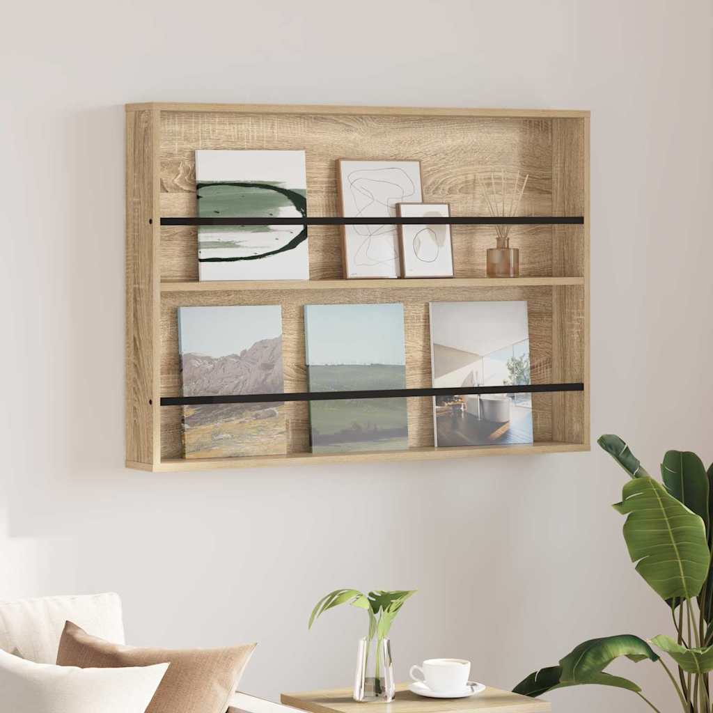 890854_1.jpg vidaXL Regál na časopisy Sonoma dub 100 x 12 x 70 cm Kompozitné drevo – Obrázok 1