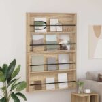 vidaXL Regál na časopisy s poličkou 2 pcs Sonoma dub 100 x 12 x 70 cm