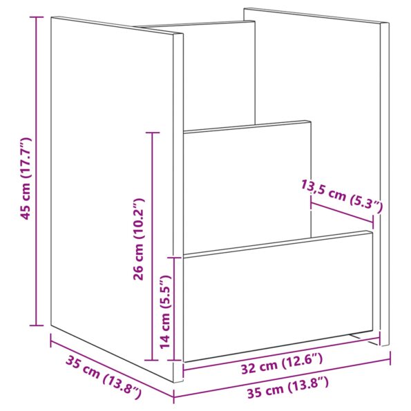 vidaXL Regál na časopisy Sonoma dub 35 x 35 x 45 cm Kompozitné drevo – Obrázok 11