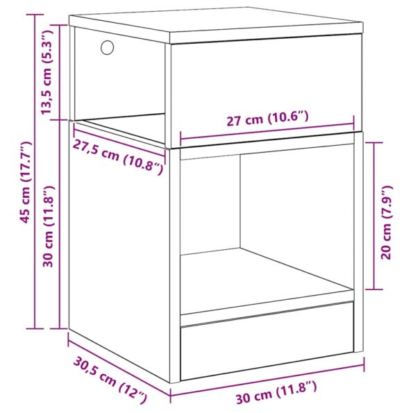vidaXL Koncový stôl 2 pcs Dymová dub 30,5 x 30 x 45 cm – Obrázok 12