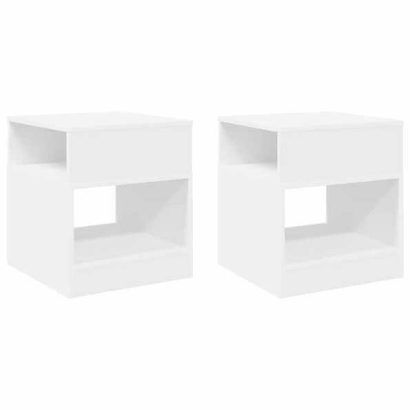 vidaXL Koncový stôl 2 pcs Biela 40,5 x 40 x 45 cm Kompozitné drevo – Obrázok 2