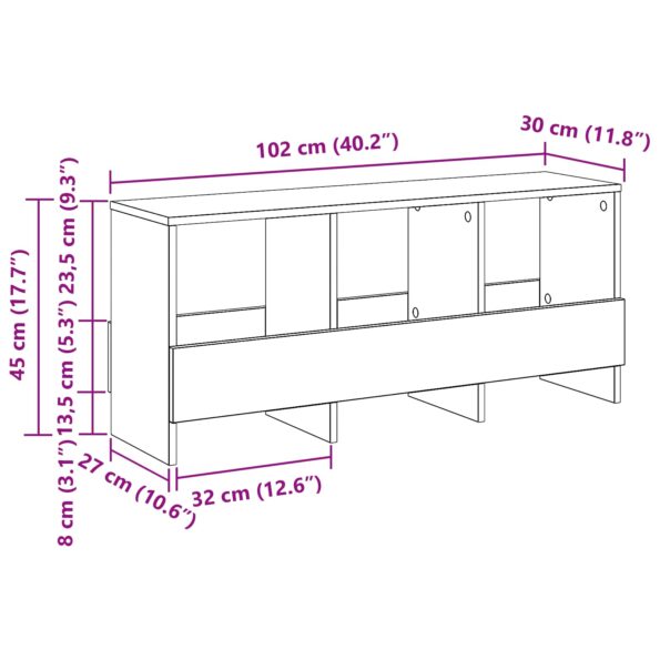 vidaXL Regál na časopisy Betónová šedá 102 x 30 x 45 cm – Obrázok 12