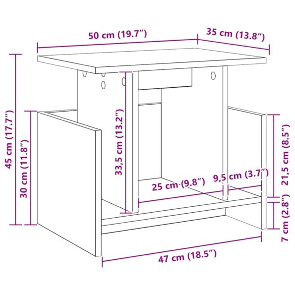 vidaXL TV stolík Dymová dub 50 x 35 x 45 cm Kompozitné drevo – Obrázok 11