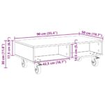 vidaXL Bočný stolík s kolieskami Sivý Sonoma 90 x 50 x 30 cm – Obrázok 10