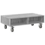vidaXL Bočný stolík s kolieskami Sivý Sonoma 90 x 50 x 30 cm – Obrázok 2