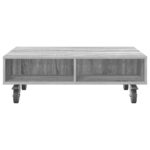 vidaXL Bočný stolík s kolieskami Sivý Sonoma 90 x 50 x 30 cm – Obrázok 5