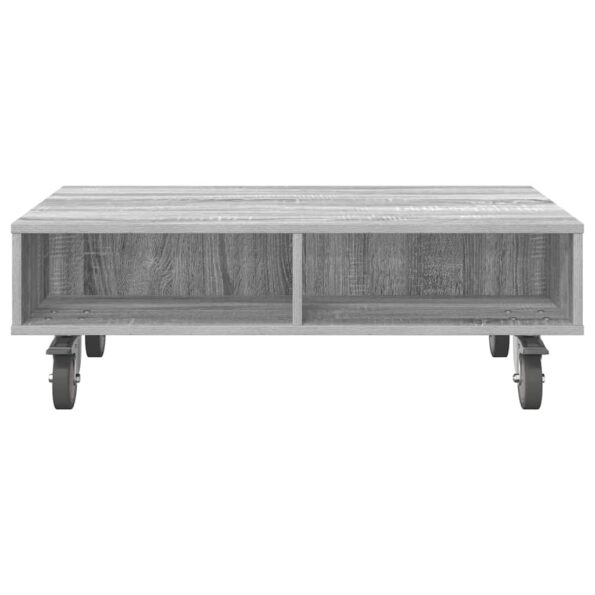 vidaXL Bočný stolík s kolieskami Sivý Sonoma 90 x 50 x 30 cm – Obrázok 5