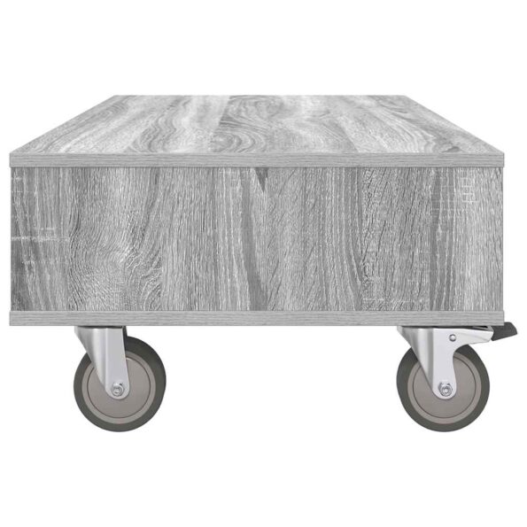 vidaXL Bočný stolík s kolieskami Sivý Sonoma 90 x 50 x 30 cm – Obrázok 6