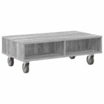 vidaXL Bočný stolík s kolieskami Sivý Sonoma 90 x 50 x 30 cm – Obrázok 7