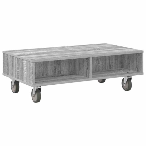 vidaXL Bočný stolík s kolieskami Sivý Sonoma 90 x 50 x 30 cm – Obrázok 7