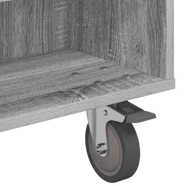 vidaXL Bočný stolík s kolieskami Sivý Sonoma 90 x 50 x 30 cm – Obrázok 8