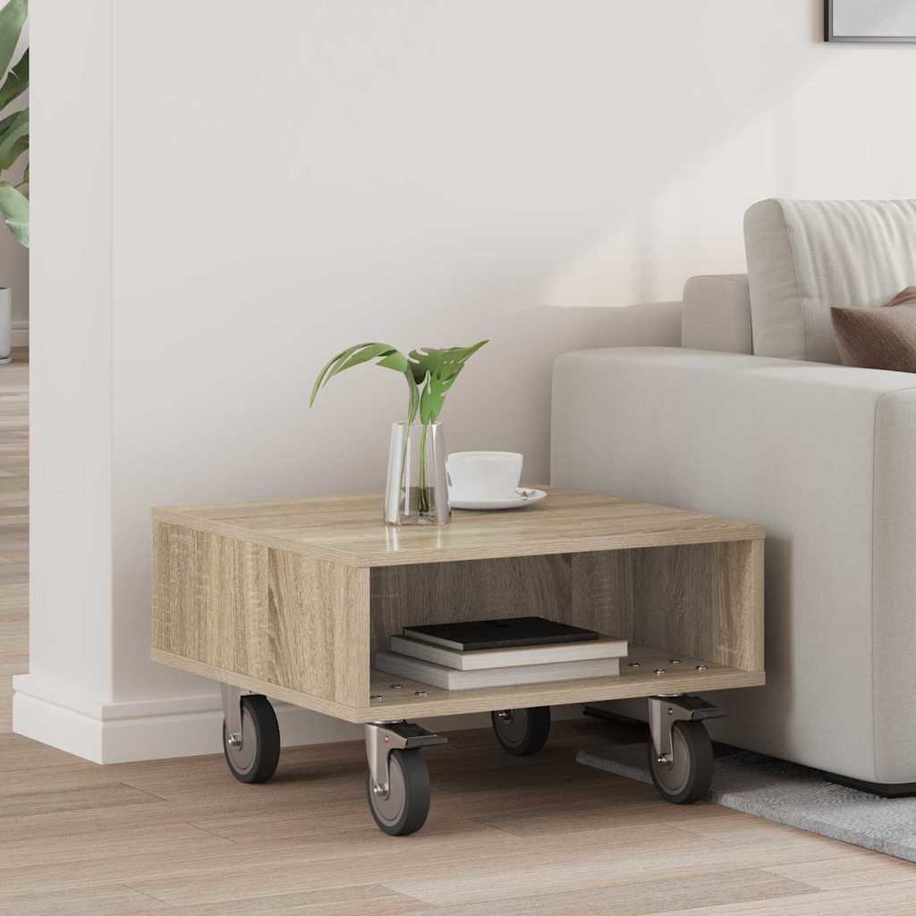 891026_1.jpg vidaXL Bočný stolík s kolieskami Sonoma dub 50 x 50 x 30 cm – Obrázok 1