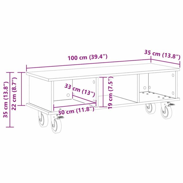 vidaXL TV stolík Remeselný dub 100 x 35 x 35 cm Kompozitné drevo – Obrázok 11