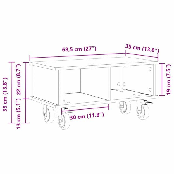 vidaXL TV stolík Dymová dub 68,5 x 35 x 35 cm Kompozitné drevo – Obrázok 11