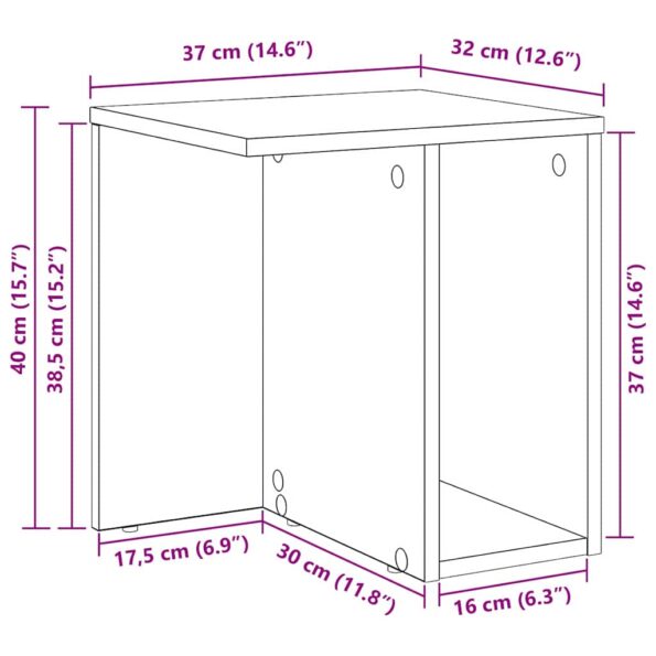 vidaXL Koncový stôl Staré drevo 37 x 32 x 40 cm Kompozitné drevo – Obrázok 12