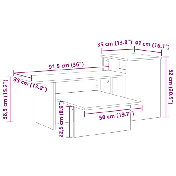 vidaXL Konzolový stôl Dymová dub 91,5 x 35 x 38,5 cm Kompozitné drevo – Obrázok 11