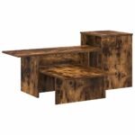 vidaXL Konzolový stôl Dymová dub 91,5 x 35 x 38,5 cm Kompozitné drevo – Obrázok 2