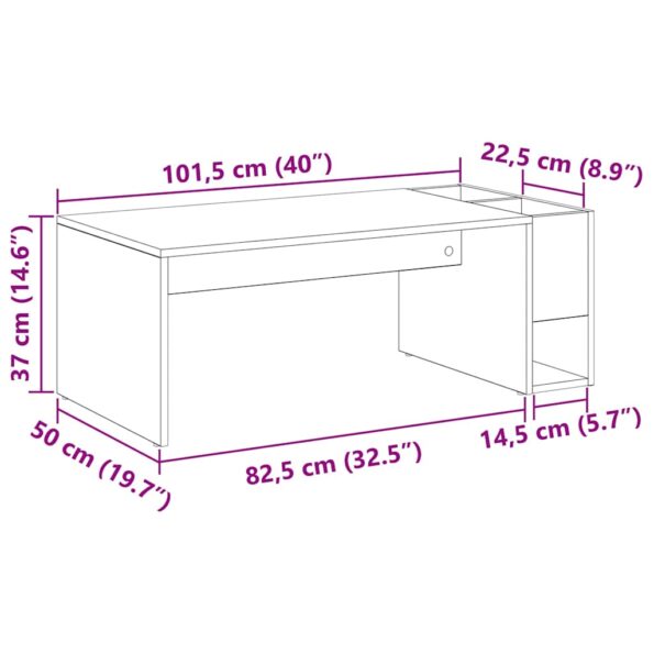 vidaXL Konferenčný stolík Dymová dub 101,5 x 50 x 37 cm – Obrázok 11