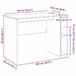 vidaXL Stôl Dymová dub 109 x 50 x 78 cm Kompozitné drevo – Obrázok 11