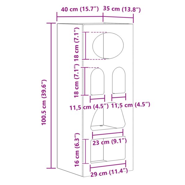 vidaXL Servírovacia skriňa Dymová dub 40 x 35 x 100,5 cm – Obrázok 12