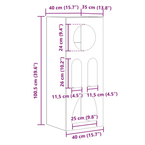 vidaXL Servírovacia skriňa Dymová dub 40 x 35 x 100.5 cm – Obrázok 12