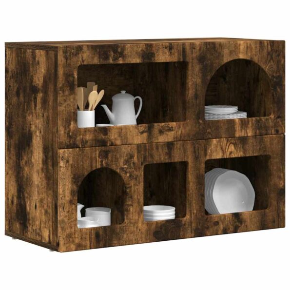 vidaXL Servírovacia skriňa Dymová dub 80,5 x 35 x 59 cm – Obrázok 3