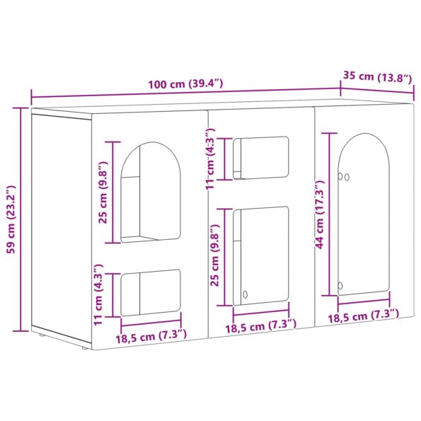 vidaXL Servírovacia skriňa Dymová dub 100 x 35 x 59 cm – Obrázok 11