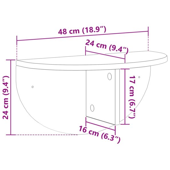 vidaXL Stenná polica Nástenný 2 pcs Betónová šedá 48 x 24 x 24 cm – Obrázok 12