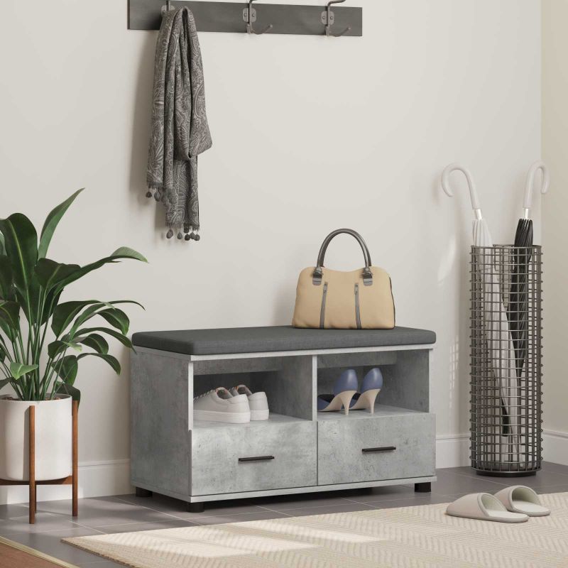 891459_1.jpg vidaXL Predsieňová lavica s vankúšom Betónovo Sivá 80 x 38 x 46 cm – Obrázok 1
