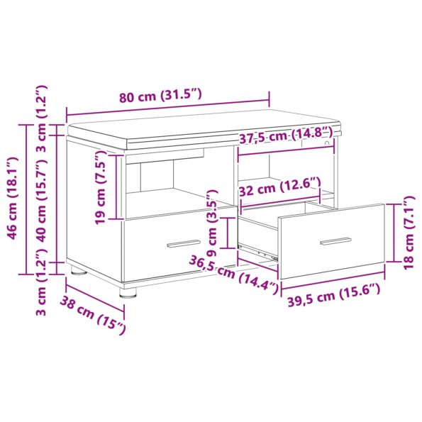 vidaXL Predsieňová lavica s vankúšom Betónovo Sivá 80 x 38 x 46 cm – Obrázok 12