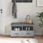 vidaXL Predsieňová lavica s vankúšom Betónovo Sivá 80 x 38 x 46 cm – Obrázok 4
