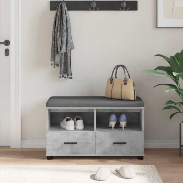 vidaXL Predsieňová lavica s vankúšom Betónovo Sivá 80 x 38 x 46 cm – Obrázok 4