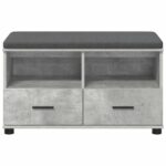 vidaXL Predsieňová lavica s vankúšom Betónovo Sivá 80 x 38 x 46 cm – Obrázok 6