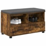 vidaXL Predsieňová lavica s vankúšom Údený Dub 80 x 38 x 46 cm – Obrázok 3