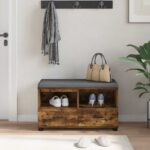vidaXL Predsieňová lavica s vankúšom Údený Dub 80 x 38 x 46 cm – Obrázok 4