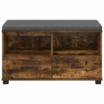 vidaXL Predsieňová lavica s vankúšom Údený Dub 80 x 38 x 46 cm – Obrázok 6