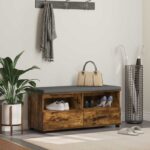 vidaXL Predsieňová lavica s vankúšom Údený Dub 100 x 38 x 46 cm