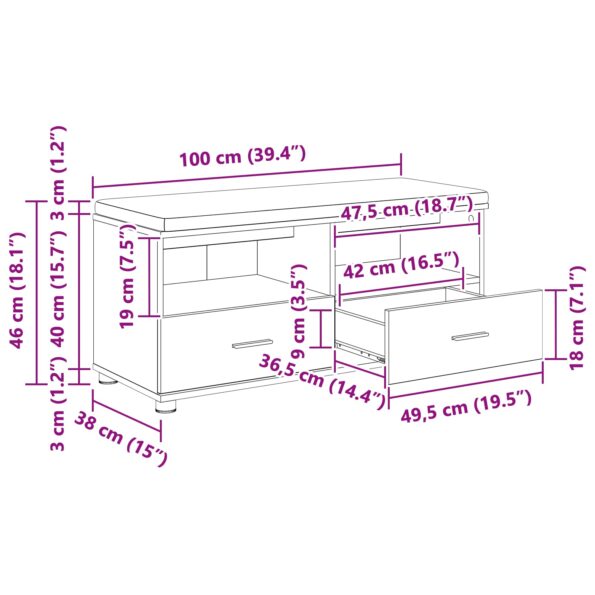 vidaXL Predsieňová lavica s vankúšom Údený Dub 100 x 38 x 46 cm – Obrázok 12