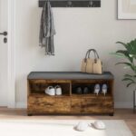 vidaXL Predsieňová lavica s vankúšom Údený Dub 100 x 38 x 46 cm – Obrázok 4