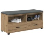 vidaXL Predsieňová lavica s vankúšom Remeselný dub 100 x 38 x 46 cm – Obrázok 3