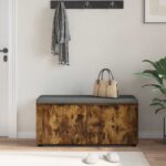 vidaXL Predsieňová lavica s vankúšom Údený Dub 100 x 38 x 46 cm – Obrázok 4