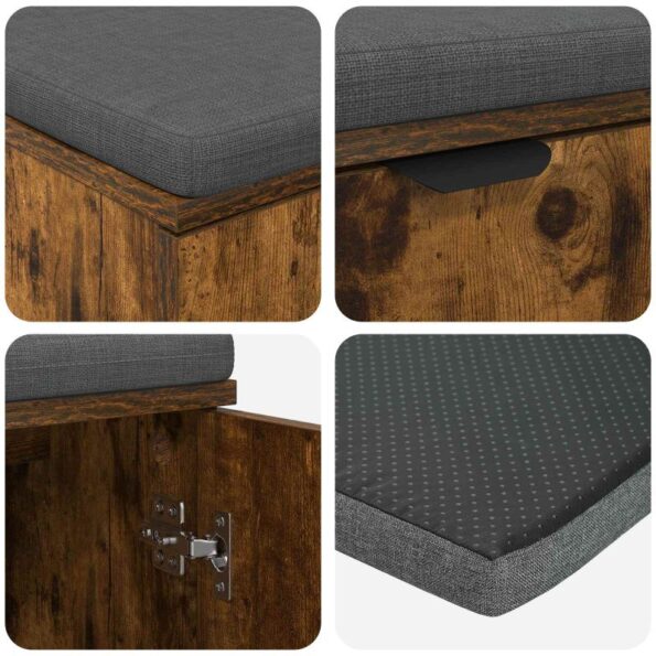 vidaXL Predsieňová lavica s vankúšom Údený Dub 100 x 38 x 46 cm – Obrázok 9