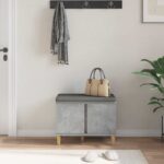 vidaXL Predsieňová lavica s vankúšom Betónová šedá 60 x 38 x 46 cm – Obrázok 4