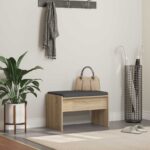 vidaXL Predsieňová lavica s vankúšom Sonoma dub 60 x 38 x 46 cm