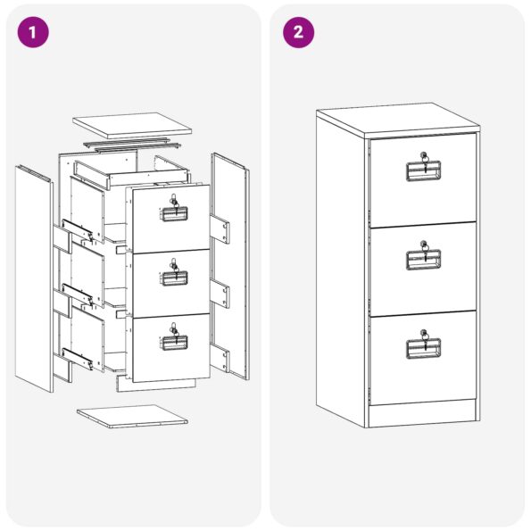 vidaXL Skriňa na dokumenty so zásuvkou Biela 44 x 50 x 106.5 cm – Obrázok 12