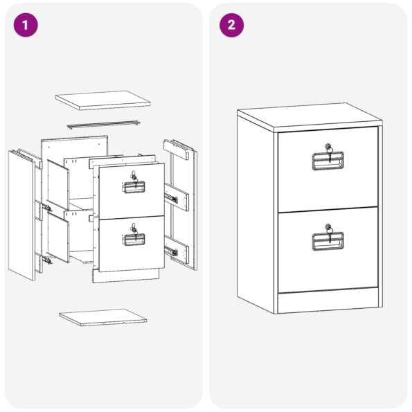 vidaXL Skriňa na dokumenty so zásuvkou Čierna 44 x 50 x 106.5 cm – Obrázok 12