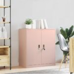 vidaXL Úložná skrinka Ružová 80 x 40 x 90 cm Studenokoľajná oceľ – Obrázok 4