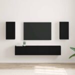 vidaXL TV nástenná skriňa Nástenný 2 pcs Čierna 30 x 31 x 60 cm