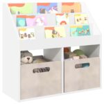 vidaXL Detský regál Biela 72,5 x 29,5 x 69 cm Kompozitné drevo – Obrázok 3